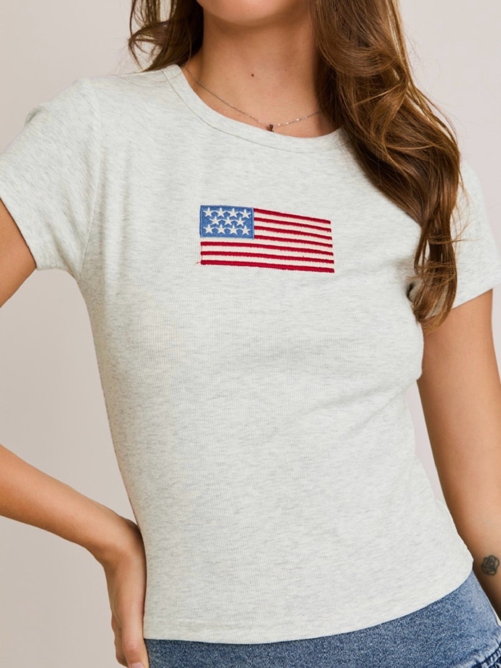 Heathered Gray Women’s Flag Graphic Tee